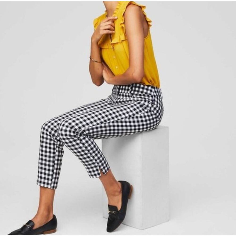 LOFT Black Gingham Marisa Pants Size 0